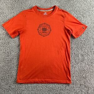 Sherpa Adventure Gear Shirt Mens Small Orange Kathmandu Nepal Short Sleeve